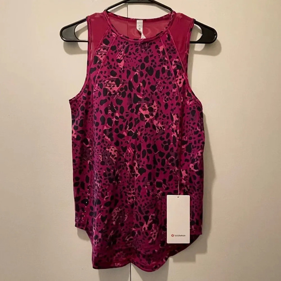 NWT Lululemon Sculp Tank Top Cheetah Print Magenta Purple Size 4 - Picture 2 of 10